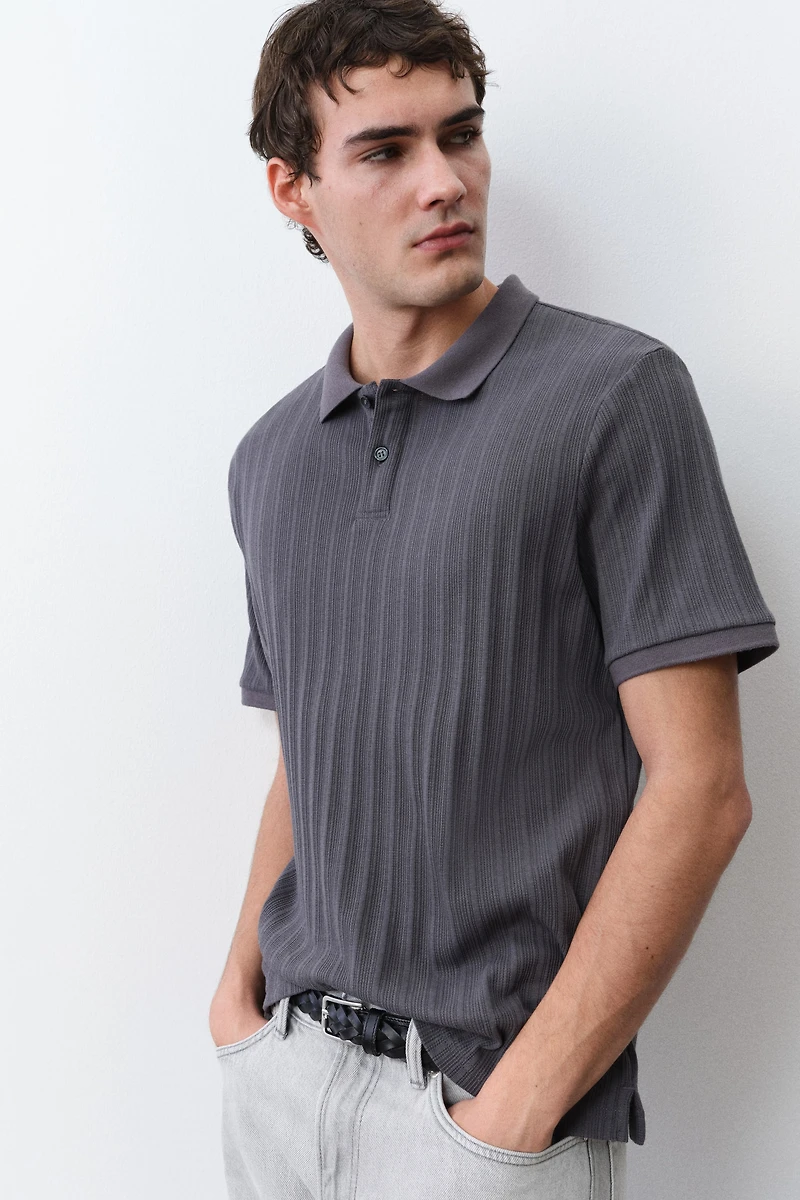 Slim-Fit Textured Jersey Polo Shirt