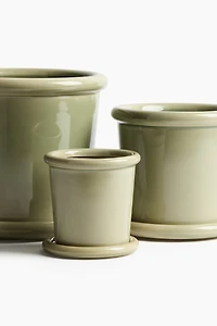 Extra-Small Stoneware Plant Pot with Saucer