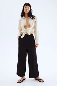 Wide-Leg Linen-Blend Pants