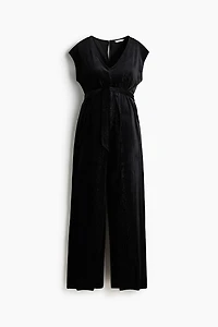 MAMA Sleeveless Tie-Belt Jumpsuit