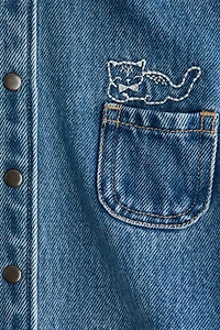 Embroidered-Detail Denim Overshirt