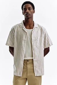 Regular-Fit Short-Sleeved Linen-Blend Shirt
