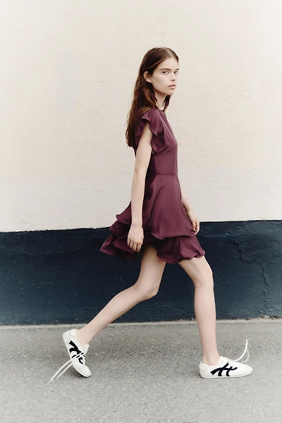 Tiered Boat-Neck Dress