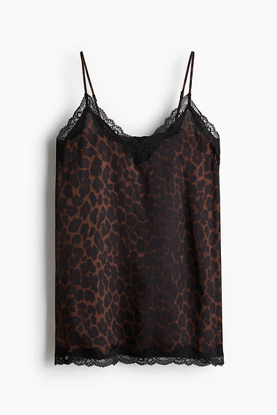 Lace-Trimmed Satin Nightgown