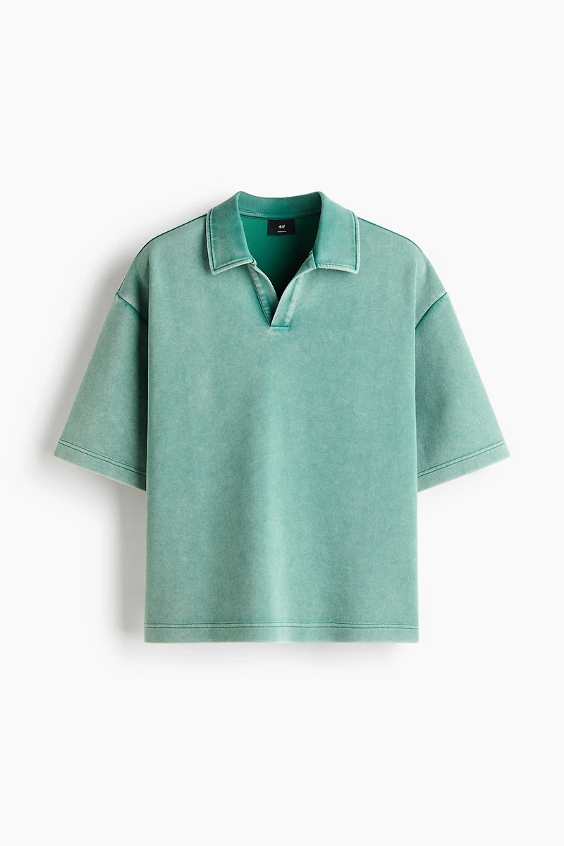 Oversized Washed-Look Polo Shirt