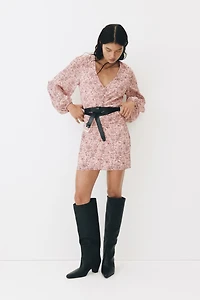 Button-Detail Crinkled Dress