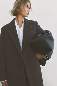 Wool-Blend Tie-Belt Coat