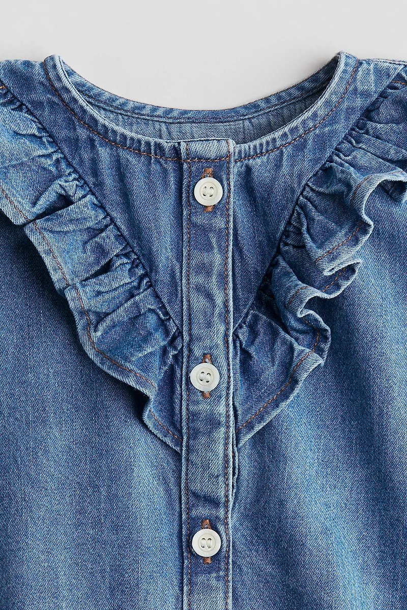 Flounced Denim Blouse