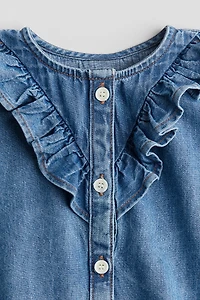 Flounced Denim Blouse