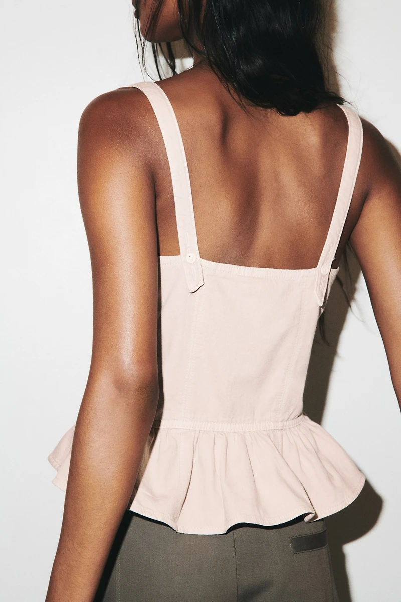 Denim Peplum Top