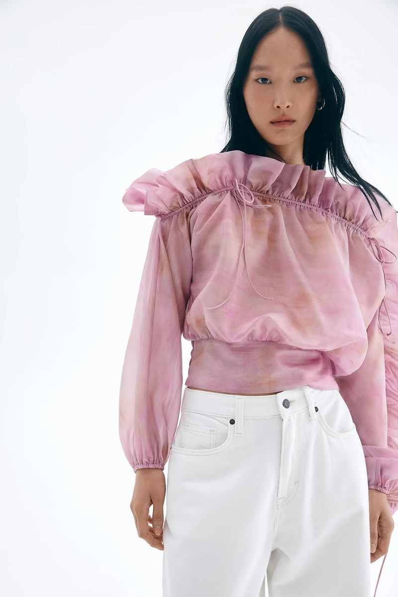 Ruffled One-Shoulder Blouse