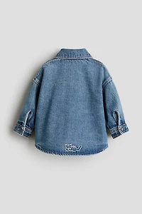 Embroidered-Detail Denim Overshirt
