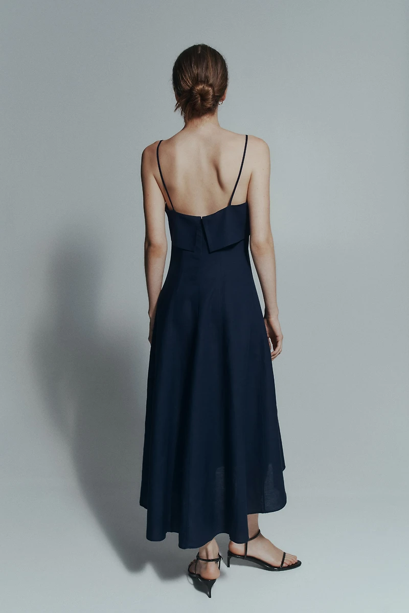 Linen-Blend Strappy Dress