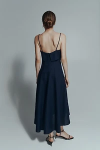 Linen-Blend Strappy Dress