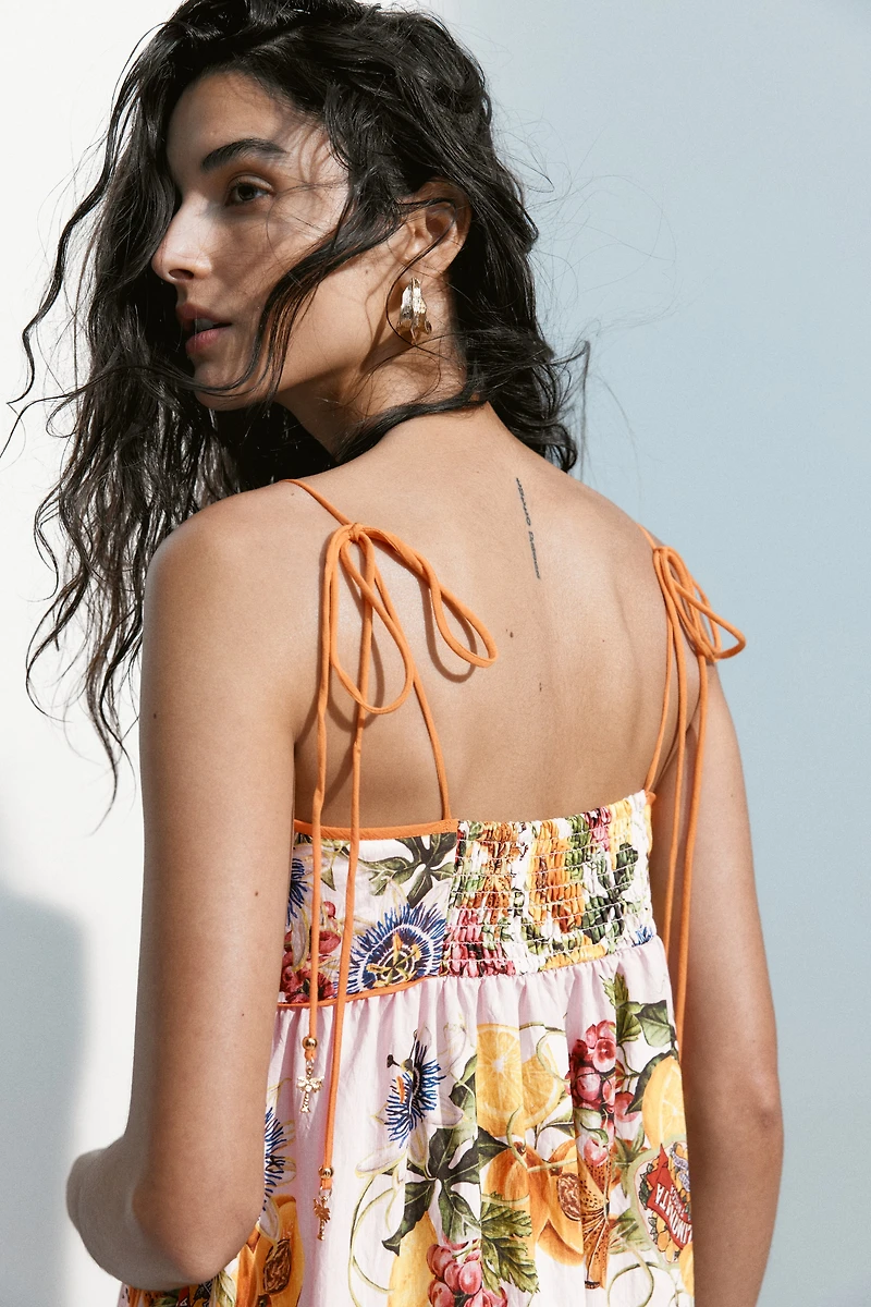 Dress with Tie Shoulder Straps