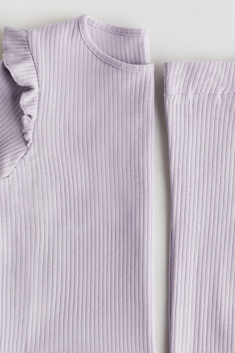 2-Piece Ribbed Cotton Set