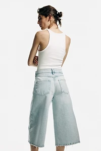 Wide-Leg Regular-Waist Culotte Jeans