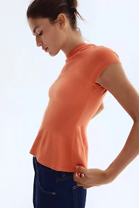 Fine-Knit Peplum Top