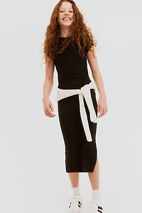 2-Piece Ribbed Top and Skirt Set