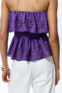 Flounce-Trimmed Peplum Tube Top