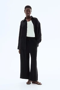 Linen-Blend Crop Pants