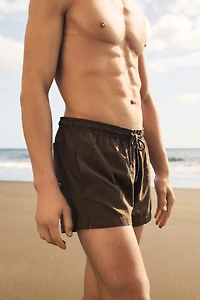 Embroidered-Pattern Swim Shorts