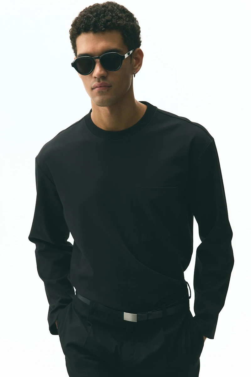 Loose-Fit Long-Sleeved Jersey Shirt