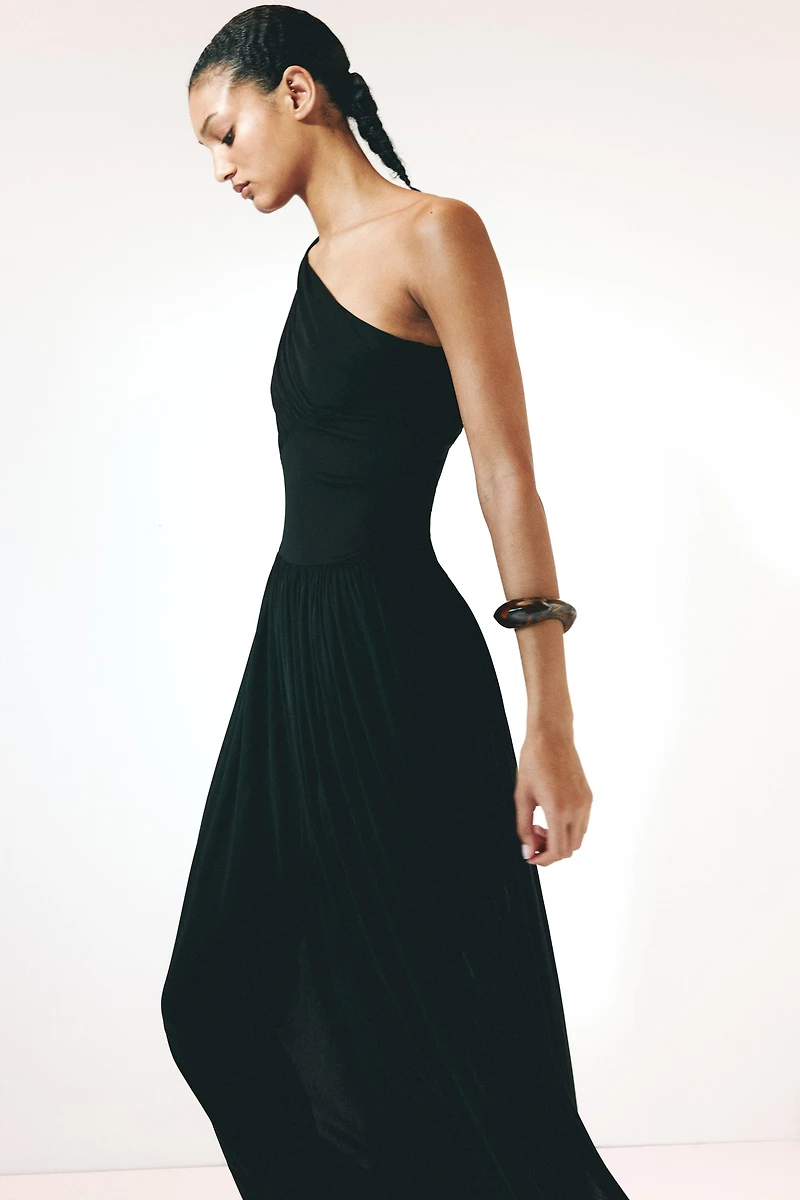 Draped One-Shoulder Dress
