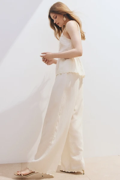 Straight-Leg Scalloped Pants