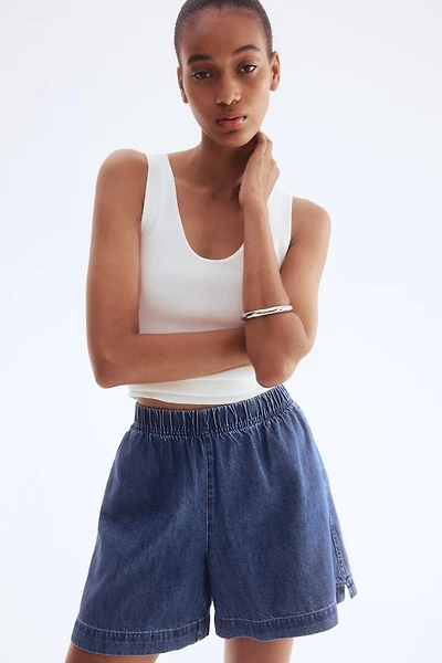 Short en denim avec taille élastique