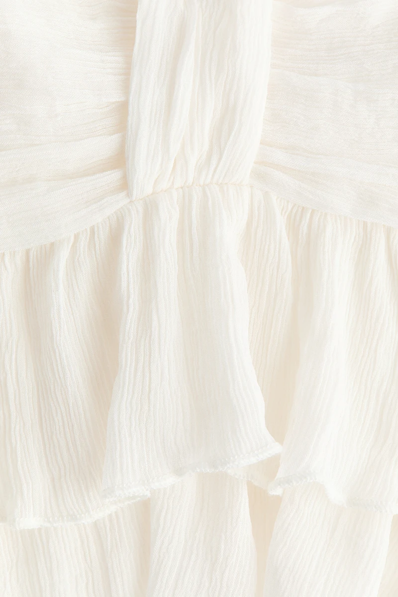 Crinkled Ruffle-Trimmed Top