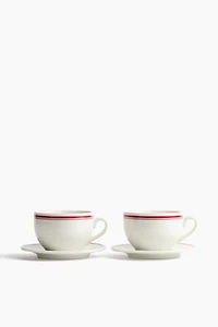 Lot de 2 tasses avec soucoupes en porcelaine
