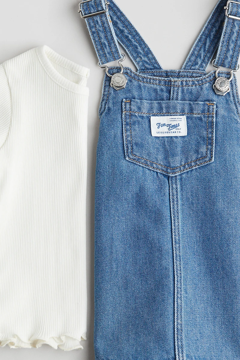 2-Piece Overall Dress and Top Set