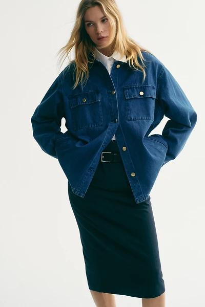 Denim Jacket with Corduroy Collar