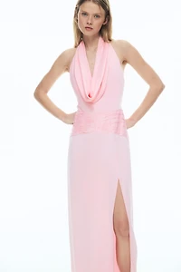 Cowl-Neck Satin Dress