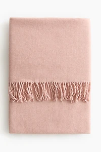 Wool-Blend Throw with Fringe
