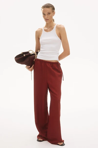 Linen-Blend Drawstring Pants