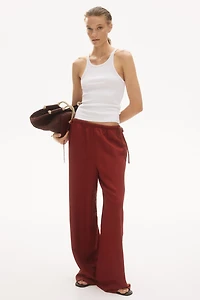 Linen-Blend Drawstring Pants