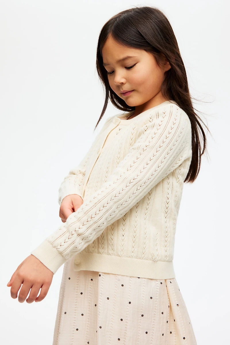 Pointelle-Knit Cotton Cardigan