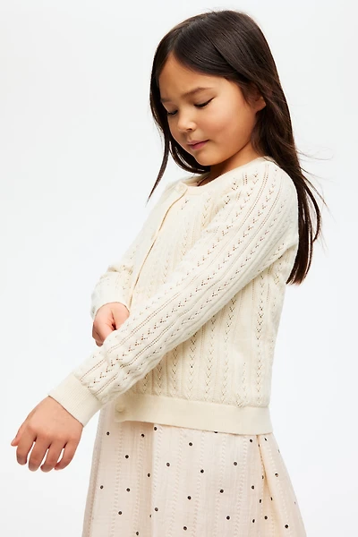 Pointelle-Knit Cotton Cardigan