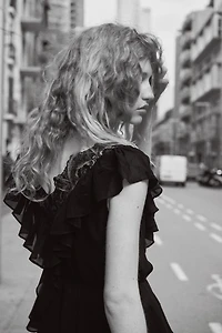 Flounce-Trimmed Lyocell Top