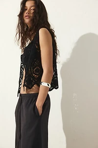 Linen-Blend Drawstring Pants