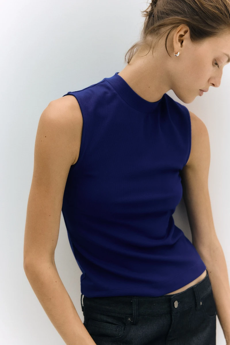 Tank Top with Stand-Up Collar