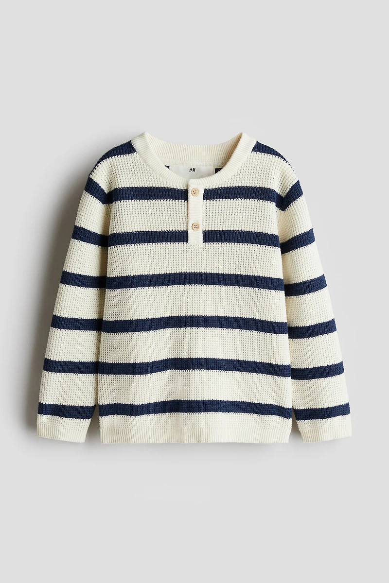 Waffle-knit Henley Sweater
