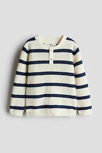 Waffle-knit Henley Sweater