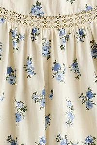 Cotton Dress with Tie-Top Shoulder Straps