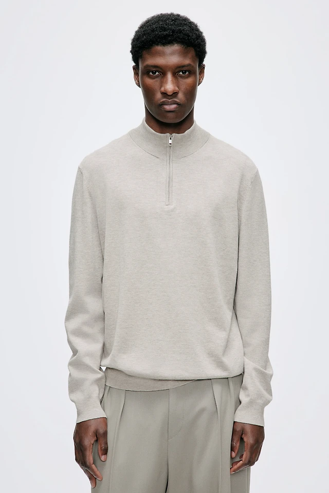 H&M Slim Fit Half-Zip Fine-Knit Sweater | MainPlace Mall