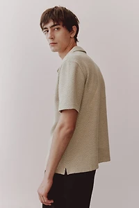 Regular Fit Herringbone-Weave Resort Shirt