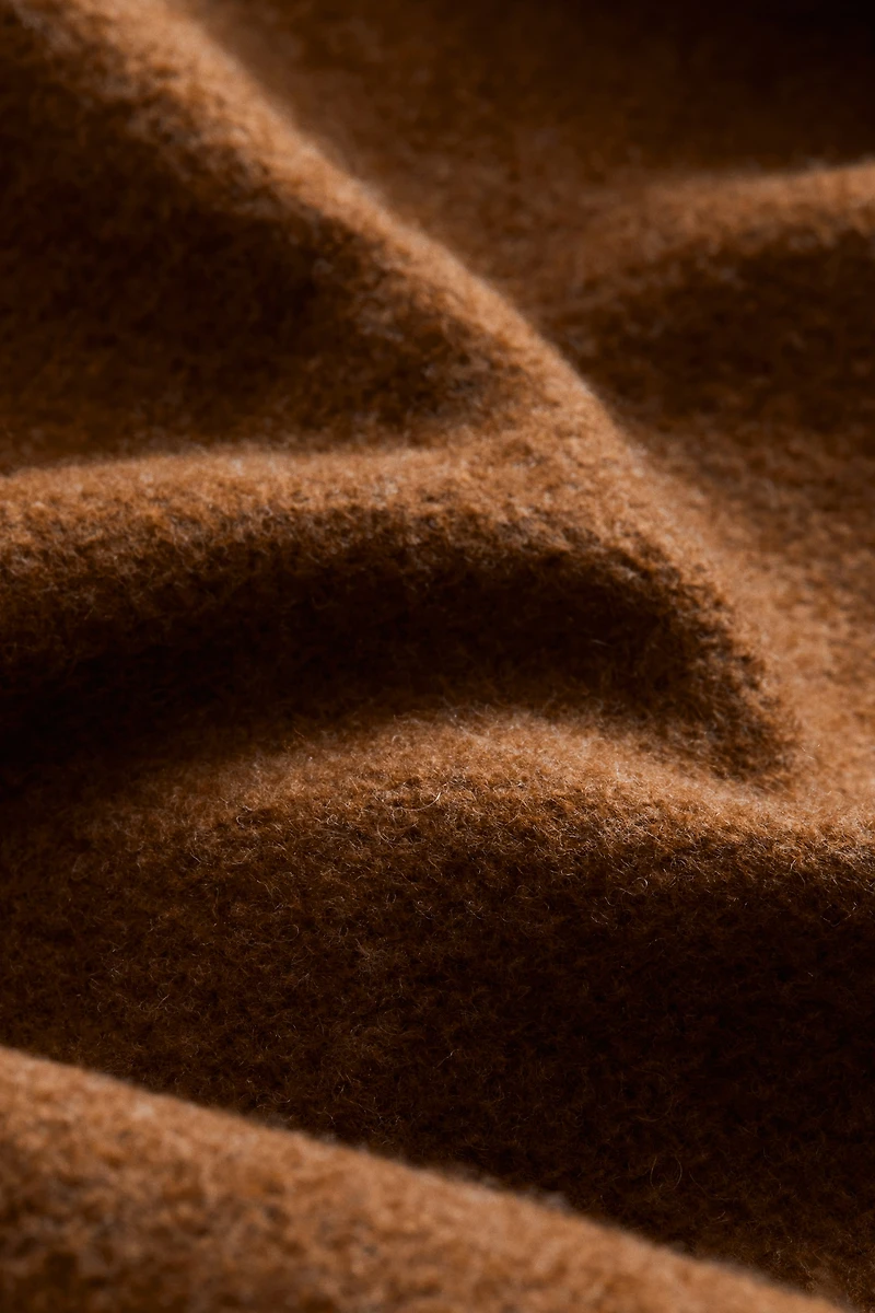 Wool-Blend Throw with Fringe