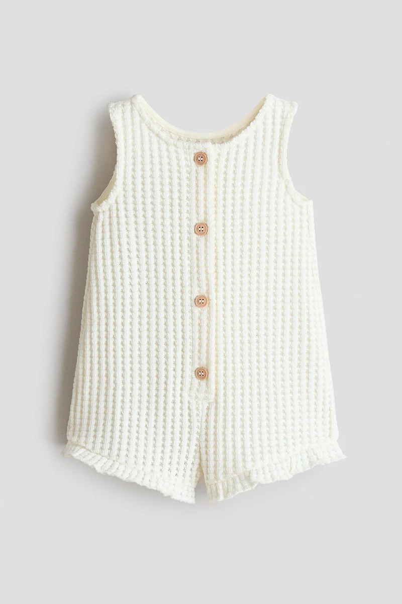 Waffle-Knit Romper Suit